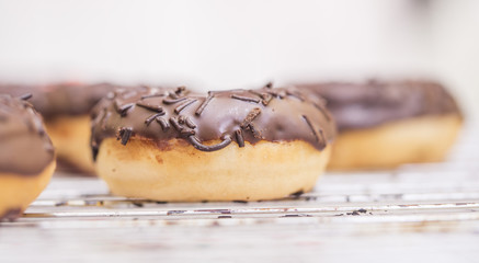 fresh baked chocolate donuts