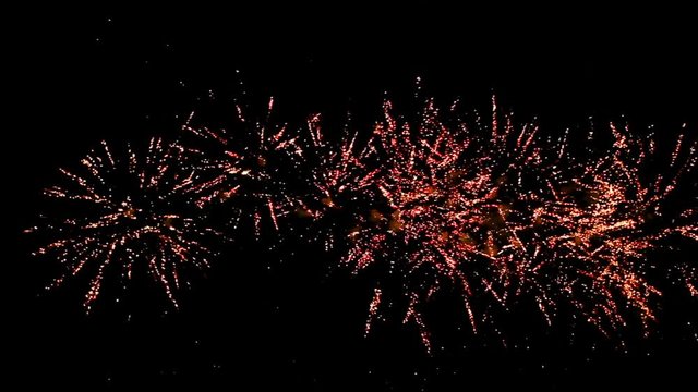 Crown of fireworks in night sky with sound
