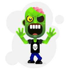 Vector cartoon funny green zombie