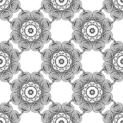 Abstract black and white seamless pattern. Hand drawn vector illustration
