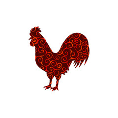 Rooster cock bird spiral pattern color silhouette animal