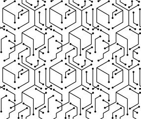 Abstract Block electronic line seamless pattern background vector design