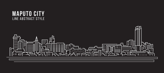 Fototapeta premium Cityscape Building Line art Vector Illustration design - Maputo city