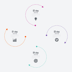 Infographics template 4 options with circle