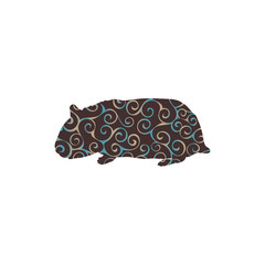 Hamster rodent spiral pattern color silhouette animal. 
