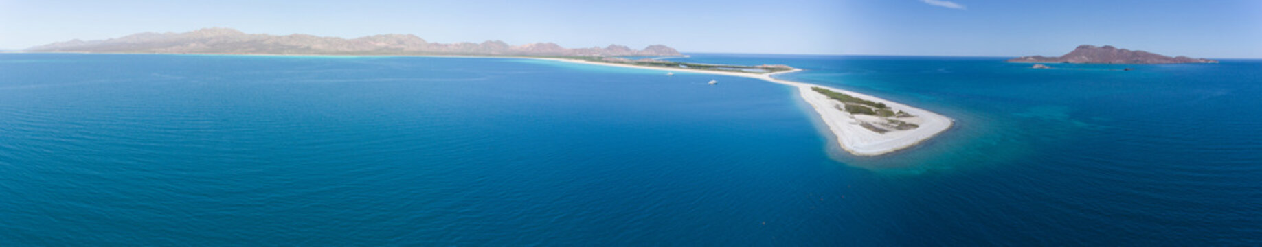 Aerial panoramic views of isla San Jose, Baja California 
Sur, Mexico. Sea of cortez.