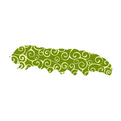 Caterpillar insect spiral pattern color silhouette animal.