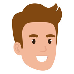 young man head avatar character vector illustration design