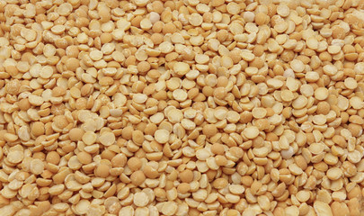 Split yellow peas texture and details top view