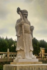 Obraz premium Great stone statue of a pilgrim, Taiwan