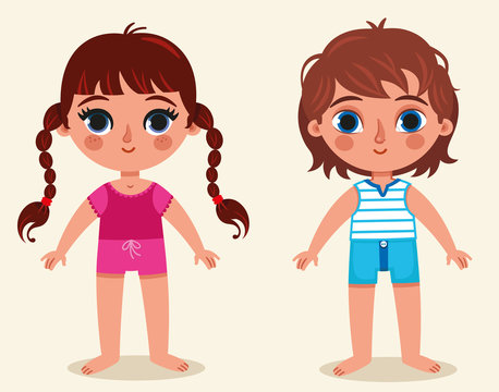 Anatomy of body parts of a girl and a boy. (Vector illustration)