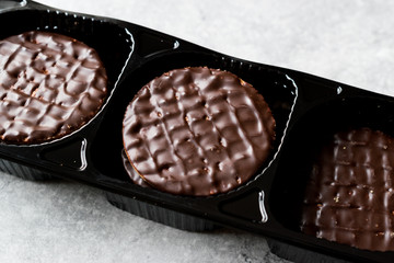 Chocolate Covered Round Jaffa Cookies in Plastic Box / Container