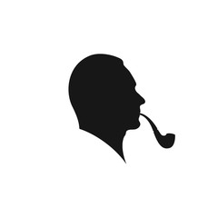 Man Smoking a Pipe. Profile of a Man Smoking A Pipe. Smoking Man Silhouette