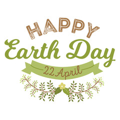 April 22 World Earth Day. logotypes set for greeting cards or banner with text and fonts lettering in retro hipster style vector illustration