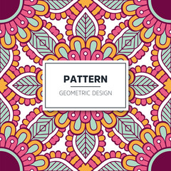 Ethnic floral seamless pattern with mandalas