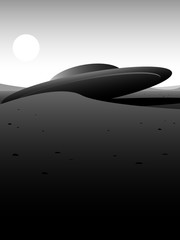 crashed ufo in desert landscape vector © andreiuc88