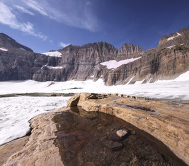 Upper Grinnell Lake and Salamander Glacier in the Glacier National Park, Montana, USA