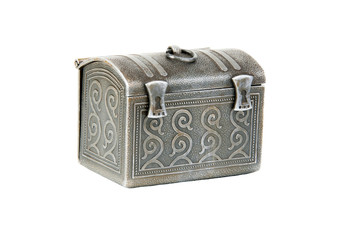 Metal chest isolated on white