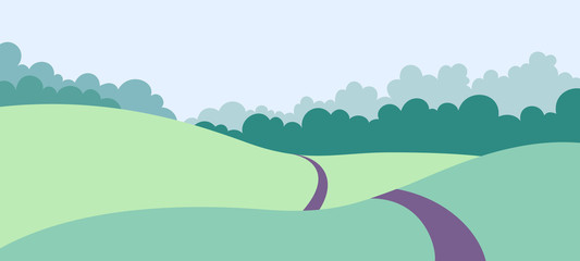 Obraz premium Abstract landscape with fields and trees