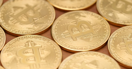 Stack of Golden bitcoin