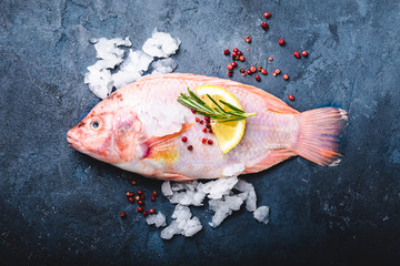 Raw fish and ingredients