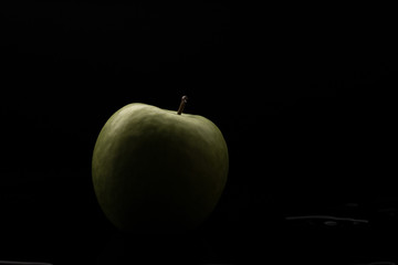 fruits and vegetables composition on black background