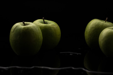 fruits and vegetables composition on black background