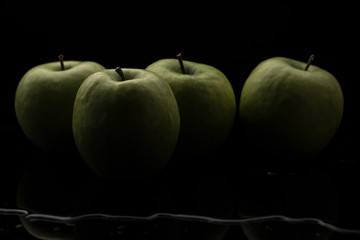 fruits and vegetables composition on black background