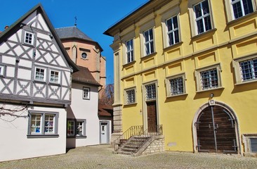 Eibelstadt, Unterfranken, Marktplatz mit Rathaus