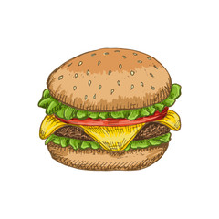 Fast food menu design template hand drawn vector