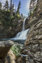 Waterfall in the Glacier National Park, Montana, USA
