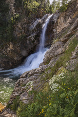 Fototapeta na wymiar Waterfall in the Glacier National Park, Montana, USA