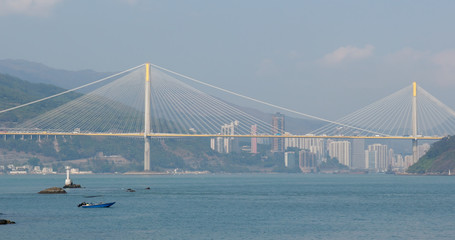 Ting kau bridge in Hong Kong with blue sky