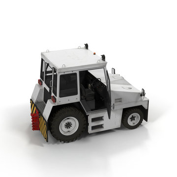 Push Back Tractor on white. 3D illustration