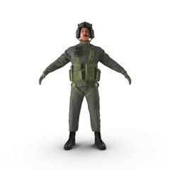 US Military Pilot on white. 3D illustration