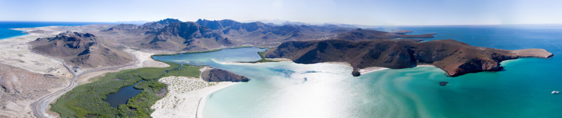 Fototapeta na wymiar Aerial views from Balandra beach, Baja California Sur, Mexico.