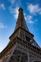 Eifeel tower against blue sky. Paris France.