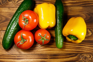 Heap of fresh vegetables on the kitchen table
