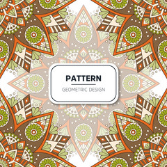 Naklejka premium Ethnic floral seamless pattern with mandalas