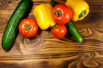 Heap of fresh vegetables on the kitchen table