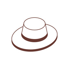 Isometric tourist hat icon in line art. Traveler cap in isometry 3d style.