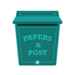 Modern letter box with mail letters vector illustration. Vintage mailbox icon. Metallic post box icon.