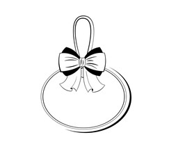 Blank monochrome ribbon banners with contour of label. isolated 