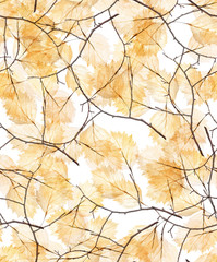 small tree yellow branches seamless pattern