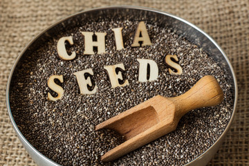 chia seeds in bowl. salvia hispanica
