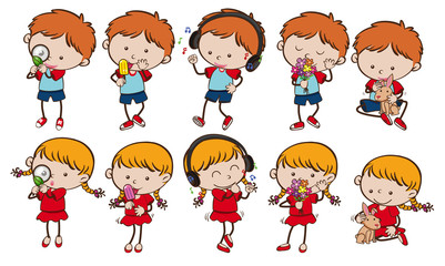 Boy and Girl with Different Activities