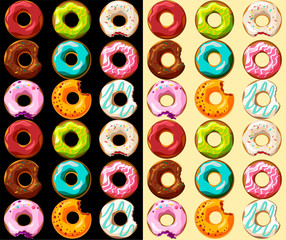 Fototapeta premium Pattern with colored glazed donuts.