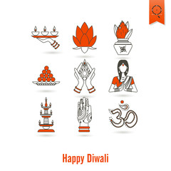 Diwali. Indian Festival Icons