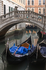Fototapeta na wymiar Gondola on Canalin Venice, Italy.
