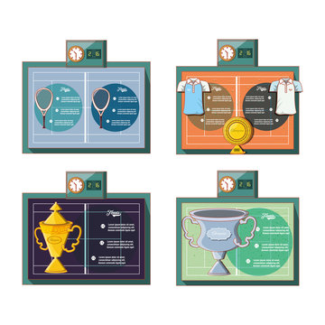 tennis sport equipment set icons vector illustration design